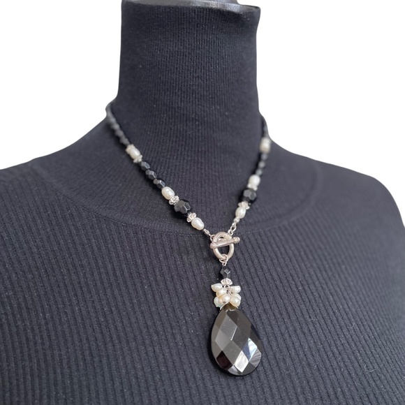 American Vintage Jewelry - Vintage Jewelry Natural Pearls & Beads Silver Necklace 18" long
